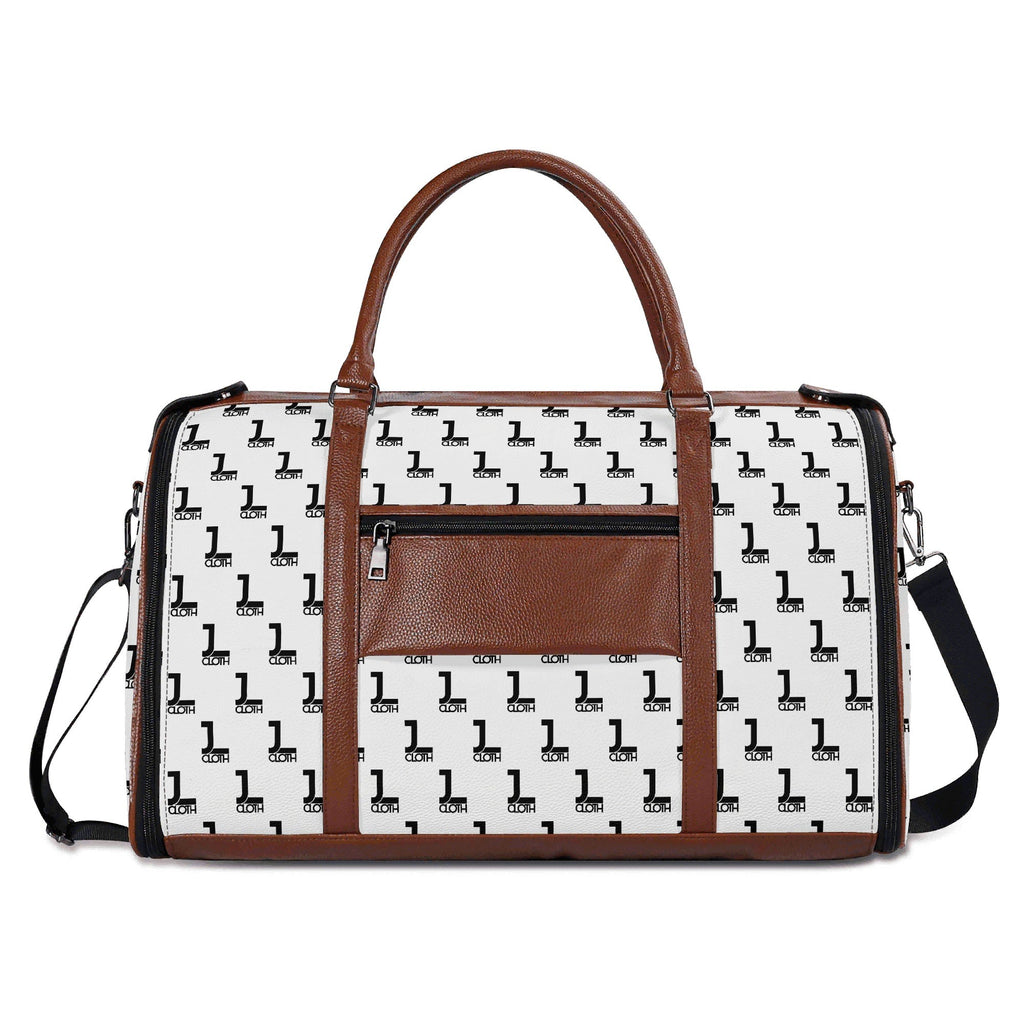 Brauner JL-Weekender aus PU-Leder, mit einer kleinen Tasche mit Reißverschluss