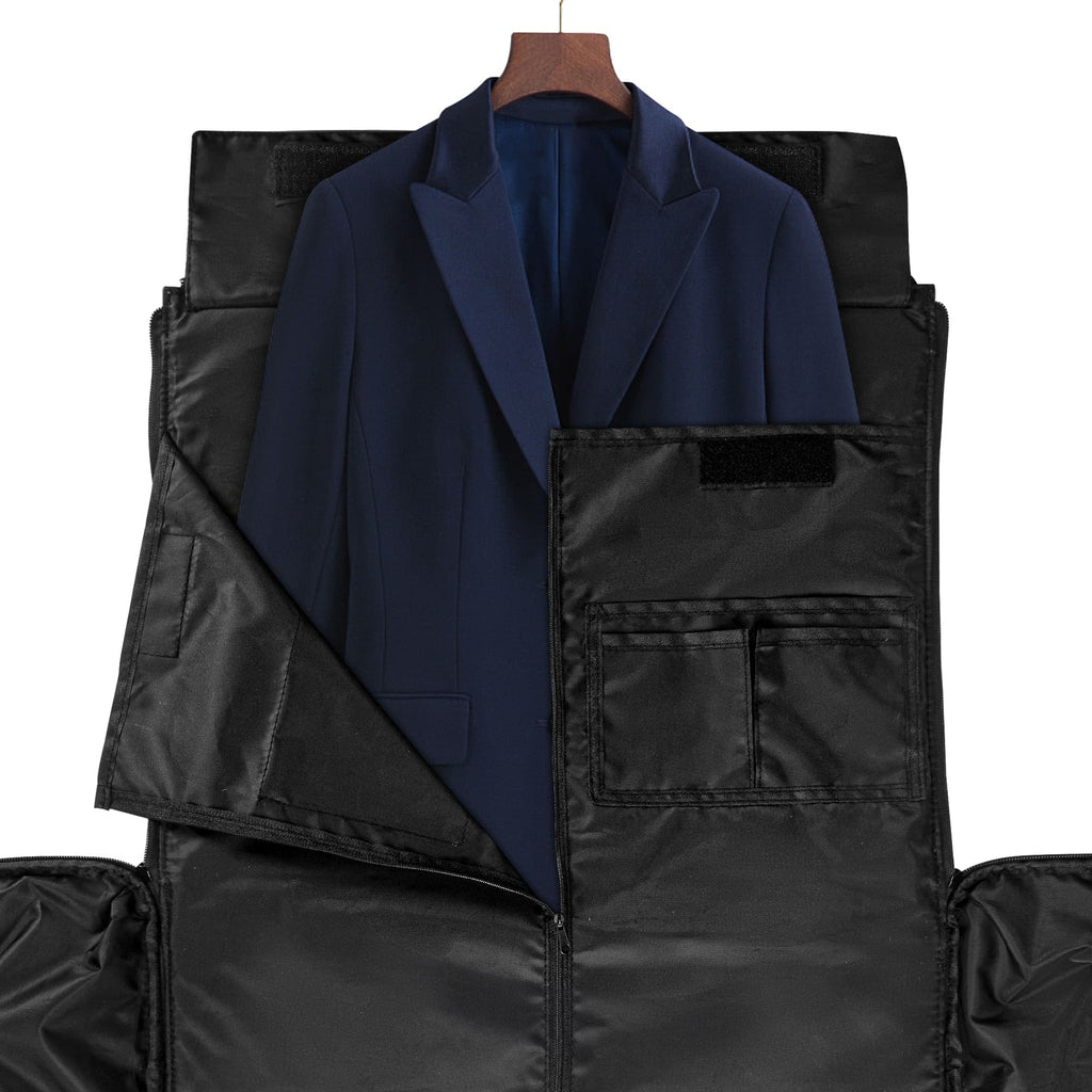 Schwarzer / Brauner JL-Weekender innen Ansicht zum aufklappen für Hemden, Anzüge und mehr