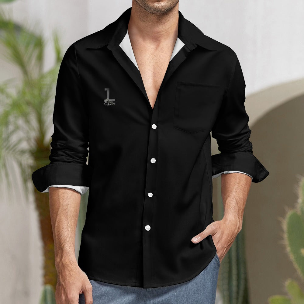 Peach Velvet Casual One Pocket Long Sleeve Shirt - JLcloth