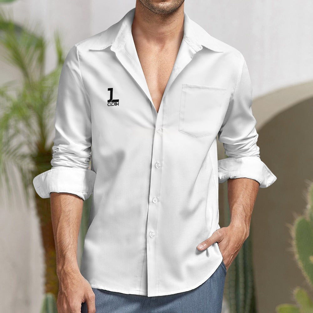 Peach Velvet Casual One Pocket Long Sleeve Shirt - JLcloth