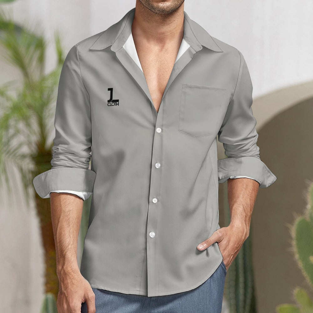 Peach Velvet Casual One Pocket Long Sleeve Shirt - JLcloth